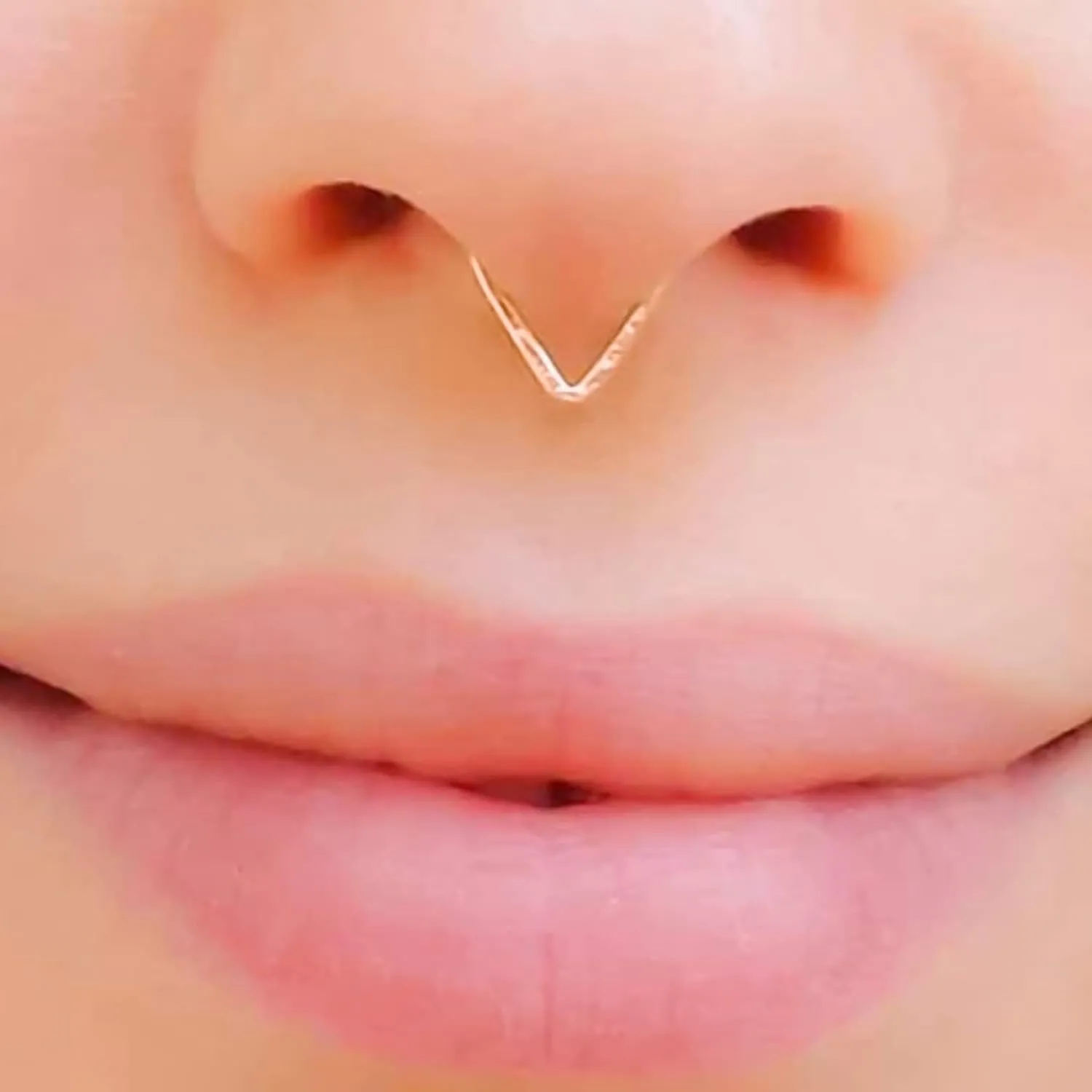 Septum Ring Rose Gold Filled Triangle Drop Shaped Hammered Piercing Nose Hoop 18 gauge Custom Size (8)