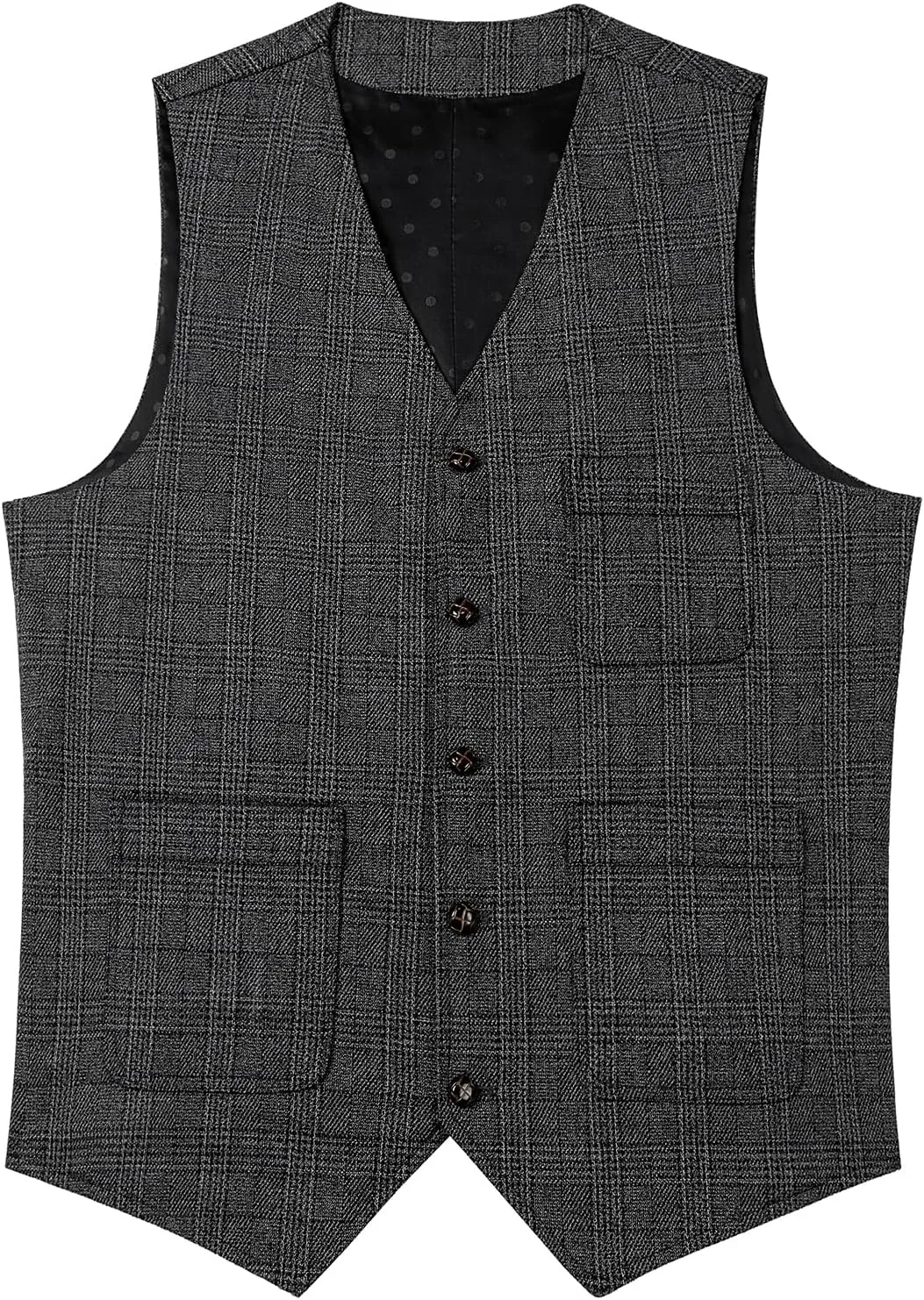 SevenBoy Mens Vintage Suit Vest Plaid Tweed Regular Fit Waistcoat Polka Dot
