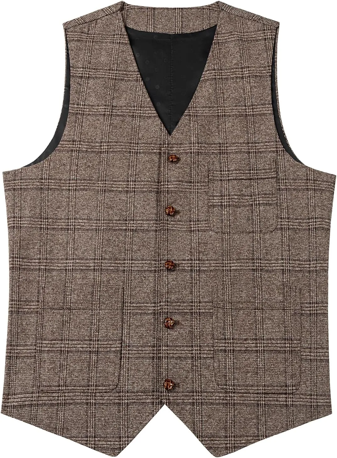 SevenBoy Mens Vintage Suit Vest Plaid Tweed Regular Fit Waistcoat Polka Dot