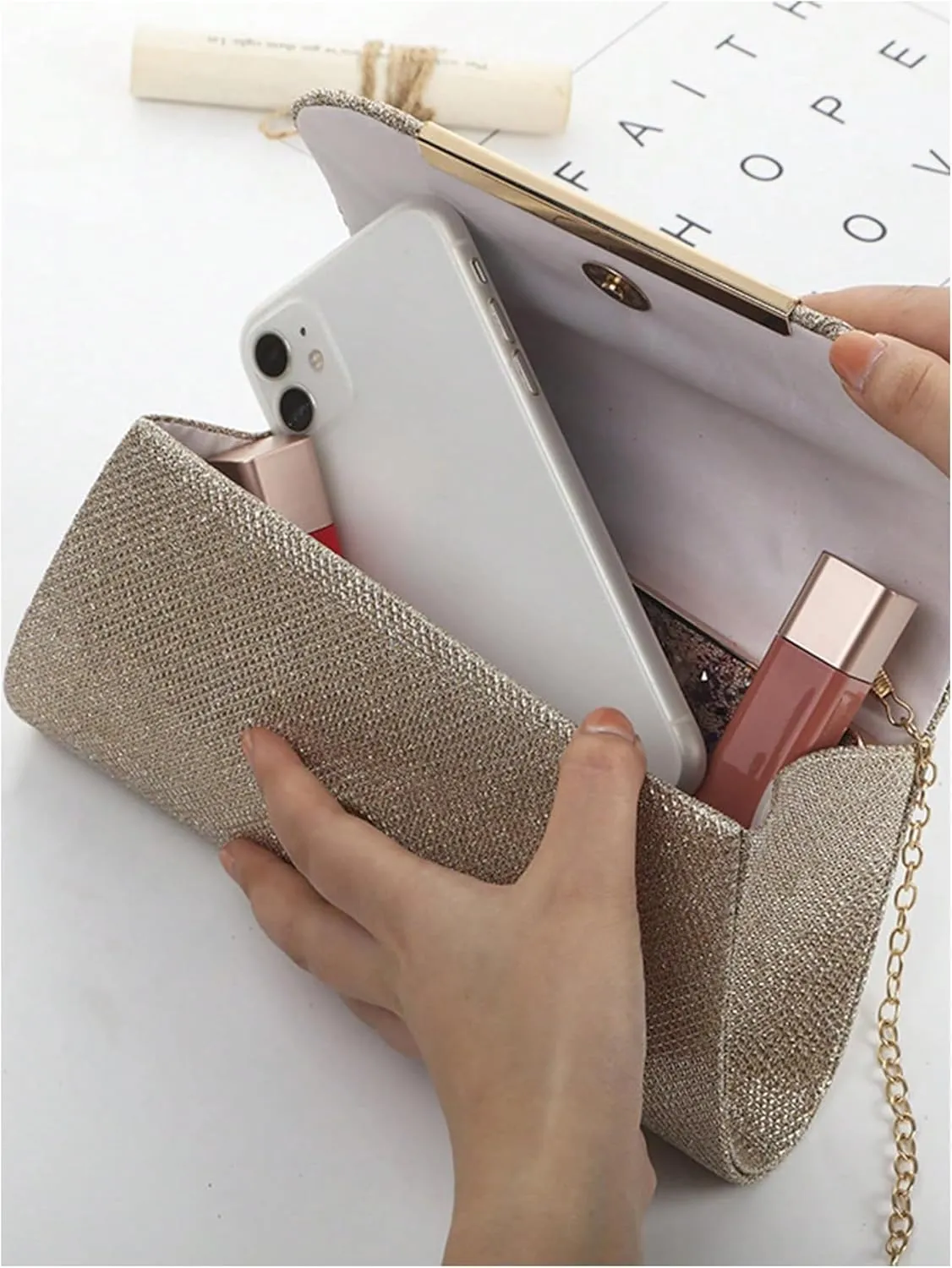 SHENHE Women's Glitter Evening Handbags Sparkly Flap Magnet Crossbody Bag Party Clutch Purse