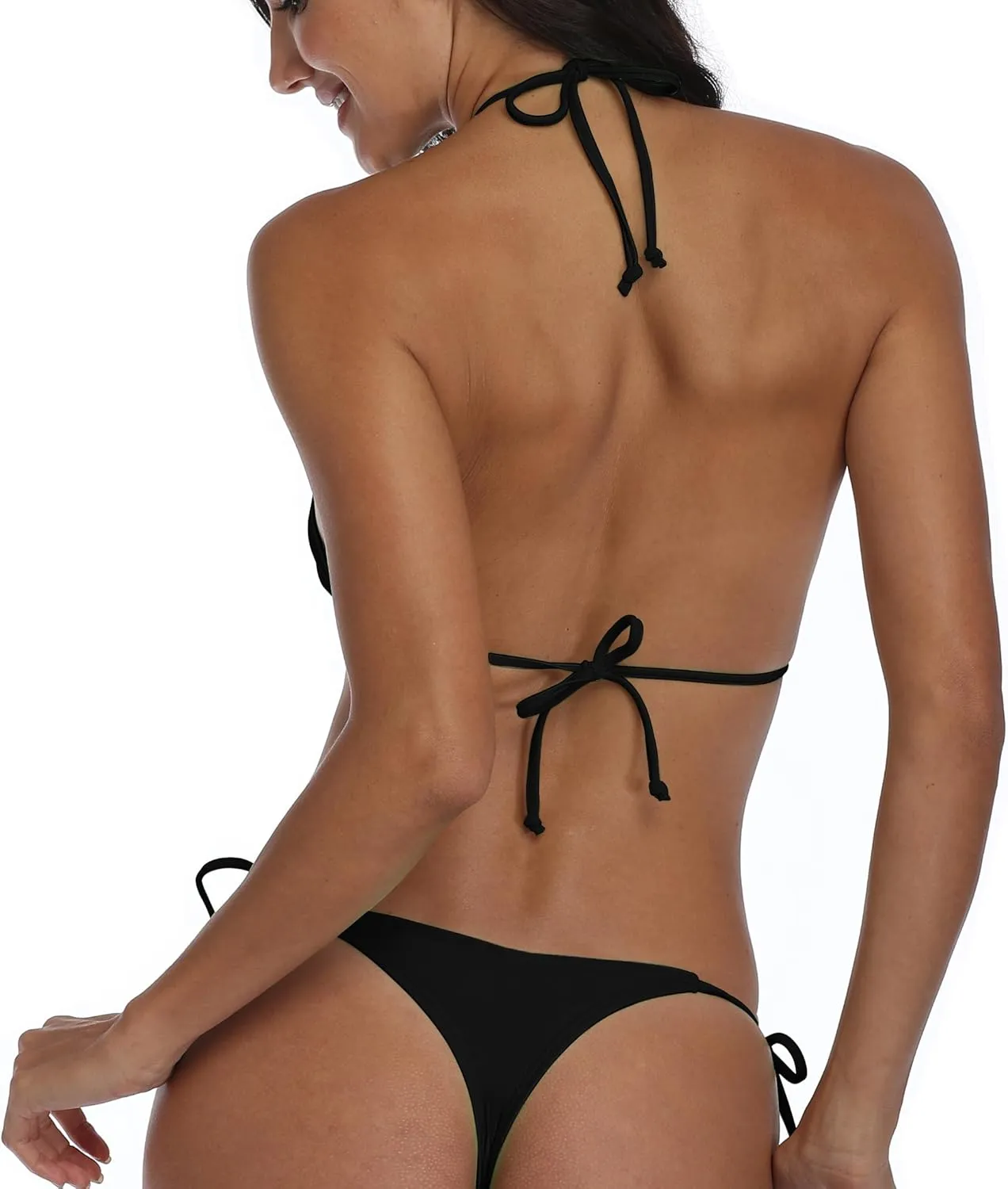 SHERRYLO Thong Bikini Swimsuit for Women Black Brazilian String Bikinis Bathing Suit Triangle Top Bathing Suits Swimsuits