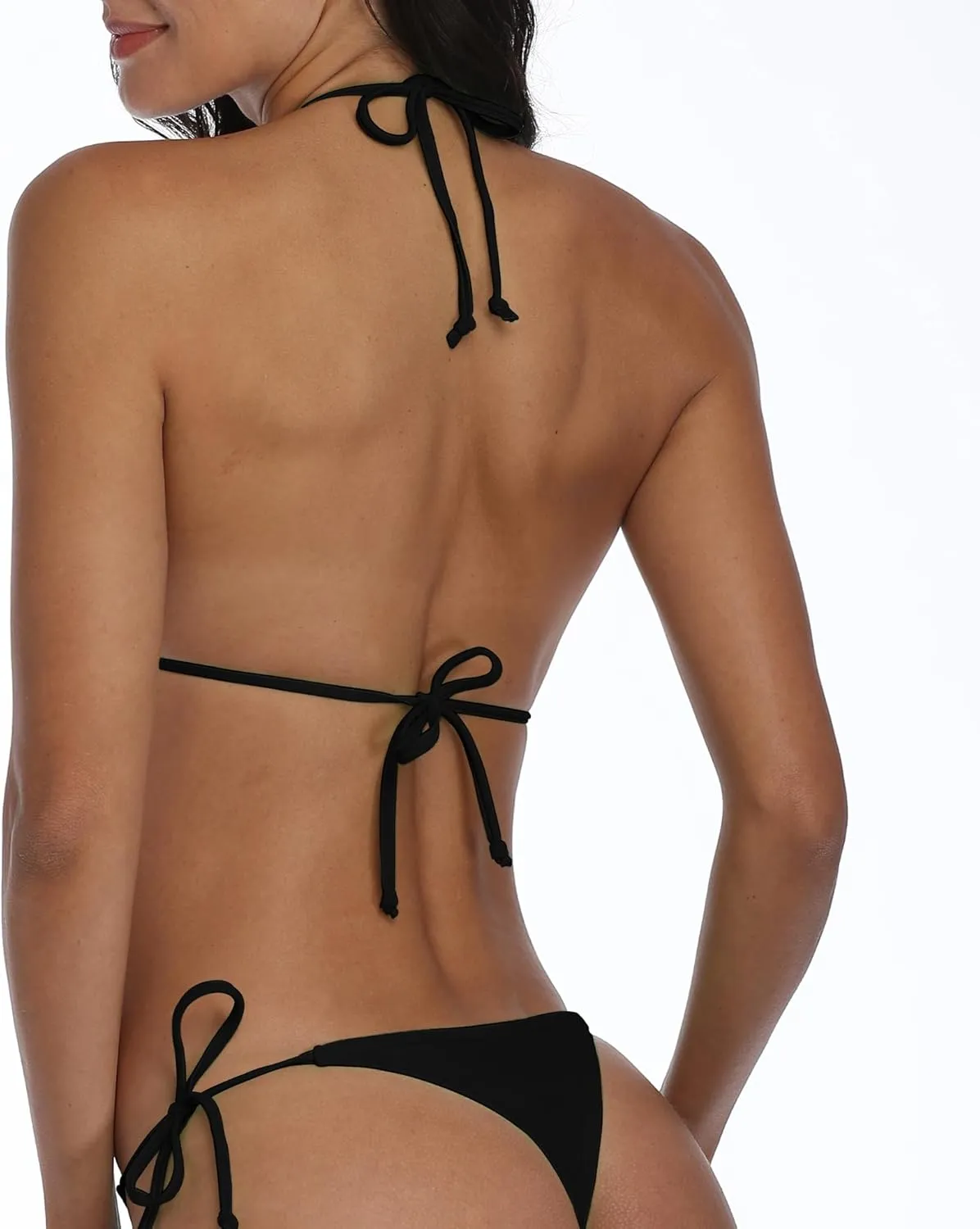 SHERRYLO Thong Bikini Swimsuit for Women Black Brazilian String Bikinis Bathing Suit Triangle Top Bathing Suits Swimsuits