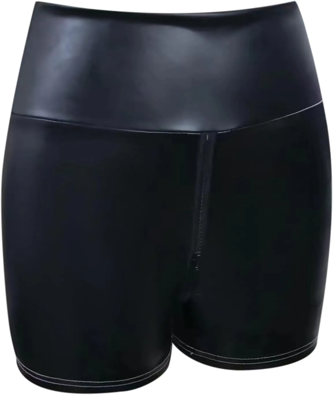 Shinny Shorts for Women Pu Leather Zipper High Waisted Y2K Shorts Sexy Black Matte Slim Fit Trendy Comfort Club Short