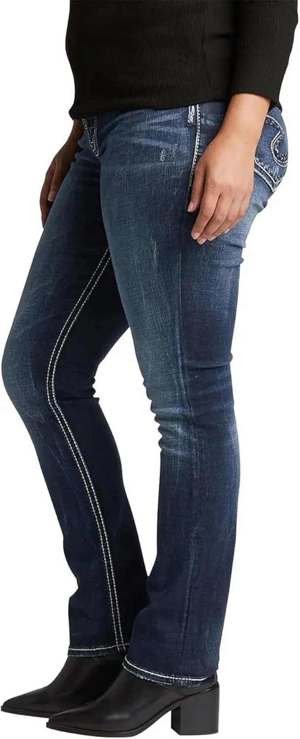 Silver Jeans Co. Women's Plus Size Suki Mid Rise Curvy Fit Straight Leg Jeans