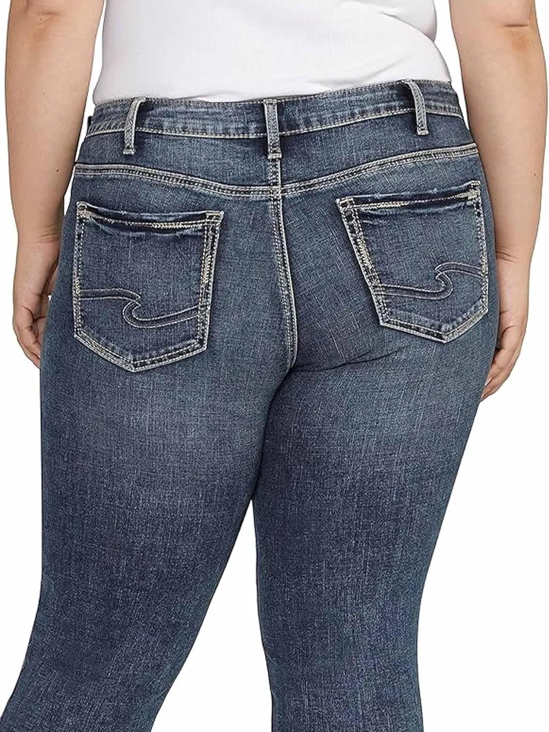 Silver Jeans Co. Women's Plus Size Suki Mid Rise Curvy Fit Straight Leg Jeans