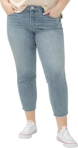 Silver Jeans Co. Women's Plus Size Suki Mid Rise Curvy Fit Straight Leg Jeans