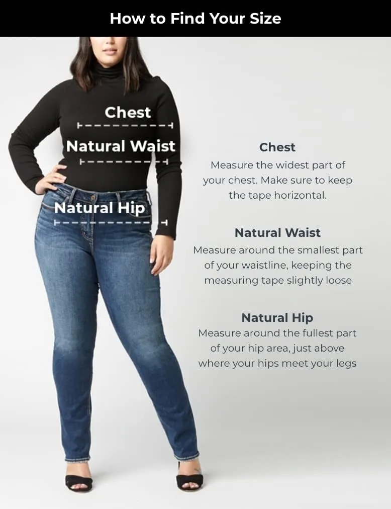 Silver Jeans Co. Women's Plus Size Suki Mid Rise Curvy Fit Straight Leg Jeans