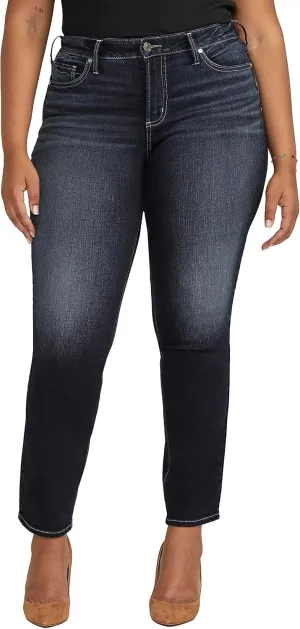 Silver Jeans Co. Women's Plus Size Suki Mid Rise Curvy Fit Straight Leg Jeans