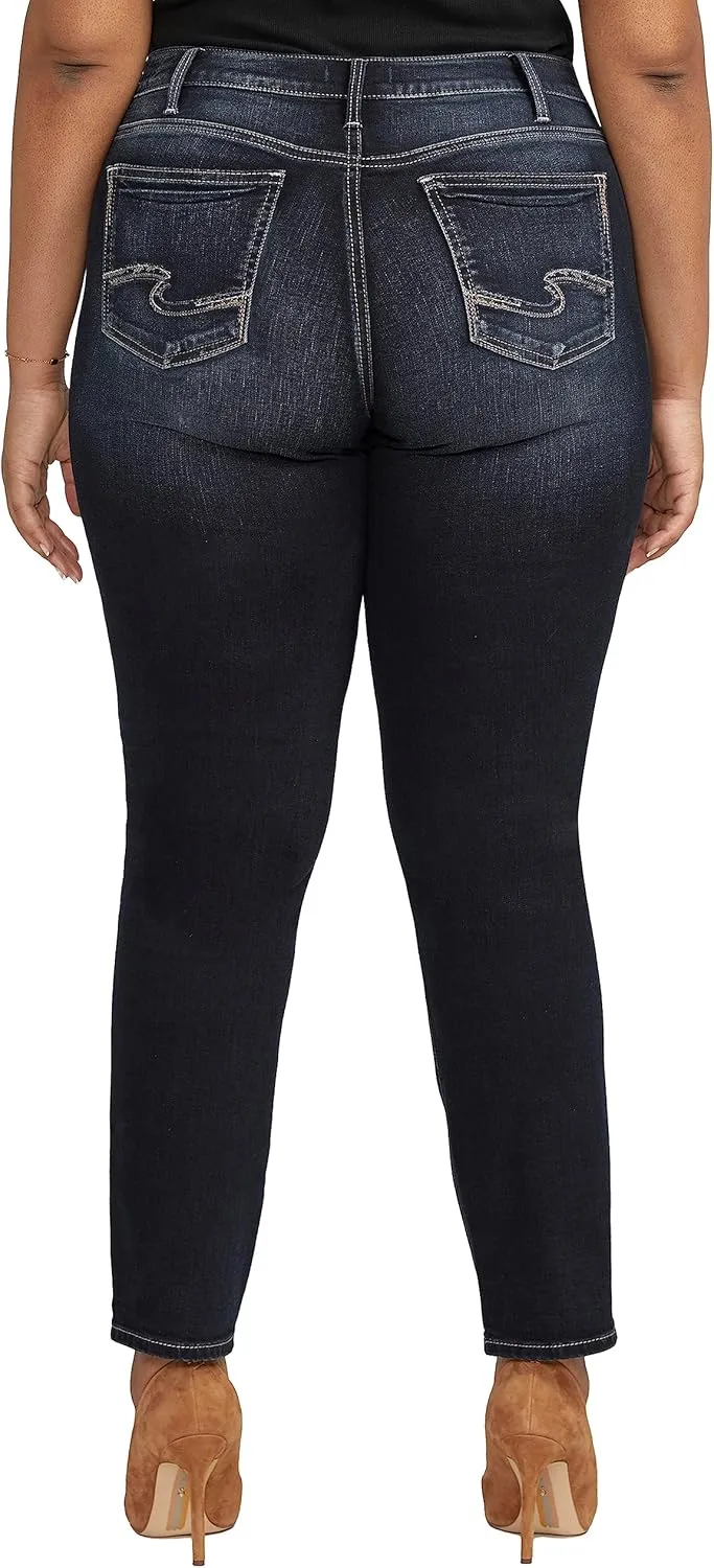 Silver Jeans Co. Women's Plus Size Suki Mid Rise Curvy Fit Straight Leg Jeans