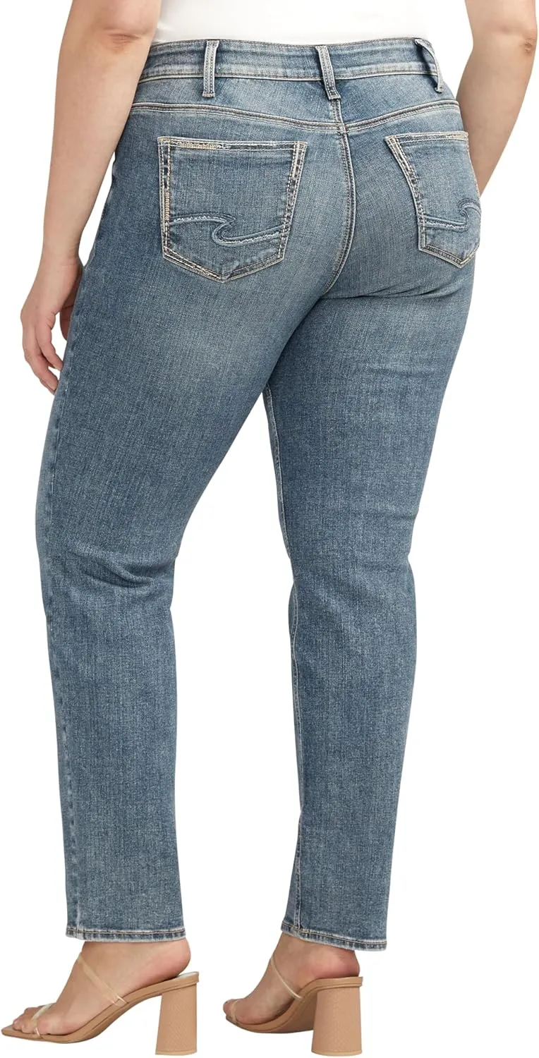 Silver Jeans Co. Women's Plus Size Suki Mid Rise Curvy Fit Straight Leg Jeans