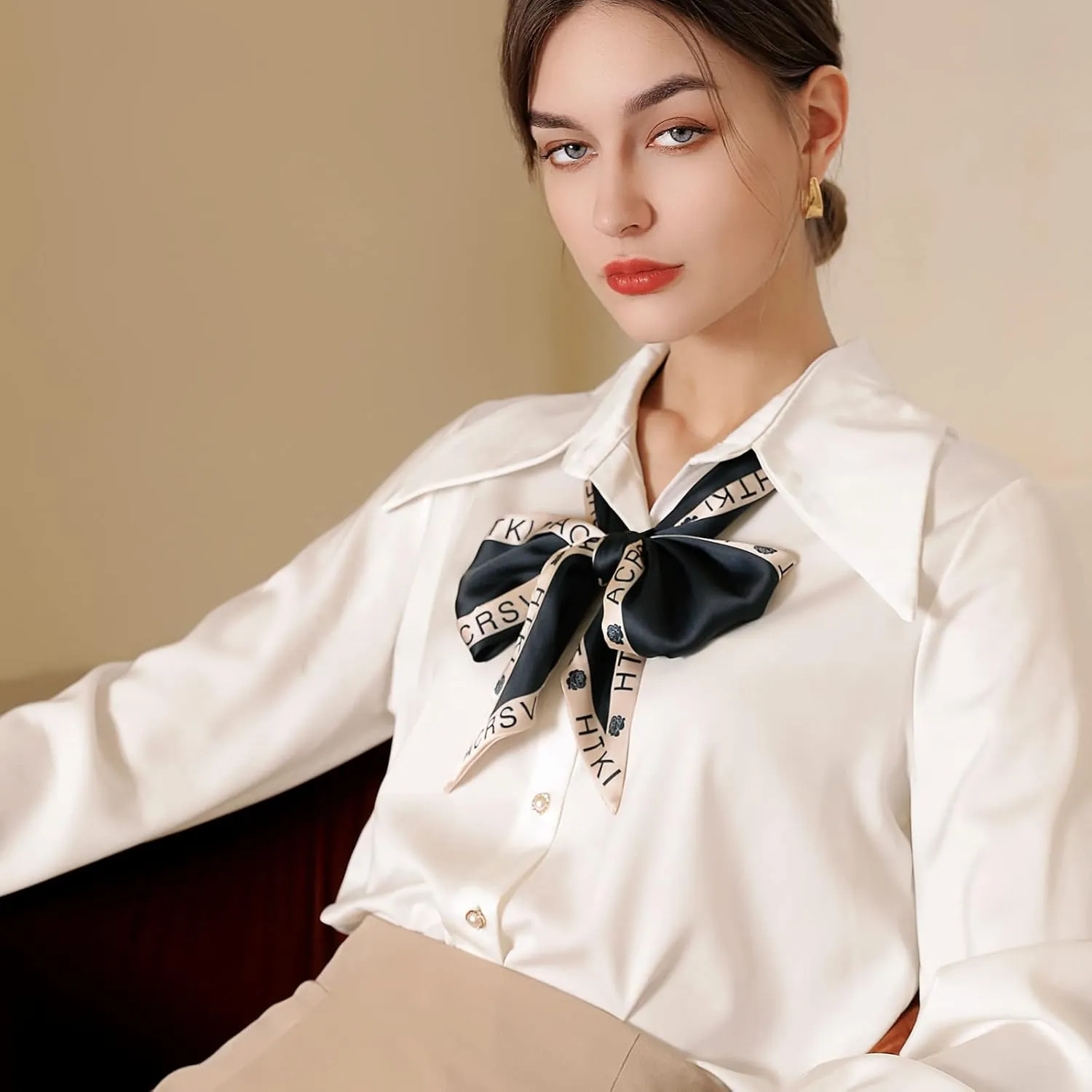 Skinny Silk Scarf Women Retro Polka Dot Paisley Scarves Satin Narrow Long Neck Scarf Neckerchief Hairband Headdress