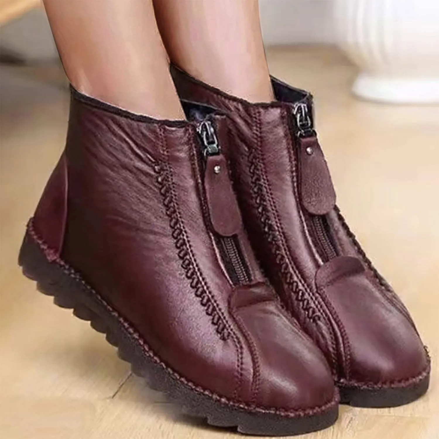 Snow Boots for Women Waterproof Anti-slip Winter Boots Classic Fur Lined Booties Winter Warm Outdoor Ankle Boots Thickening Winter Shoes Walking Hiking Booties