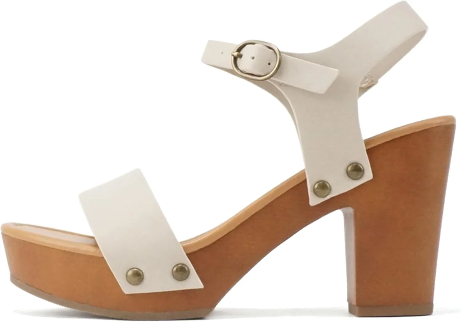Soda CHIVAS ~ Women's Bold Buckles Studded Wedge Sandal