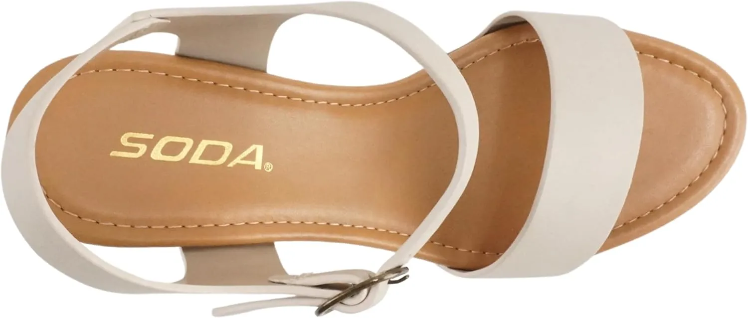 Soda CHIVAS ~ Women's Bold Buckles Studded Wedge Sandal