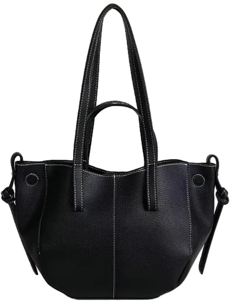 Soft PU Leather Tote Bag Trendy Top Handle Bag for Women Magnetic Bucket Hobo Bags for Traveling Everyday Use Bags