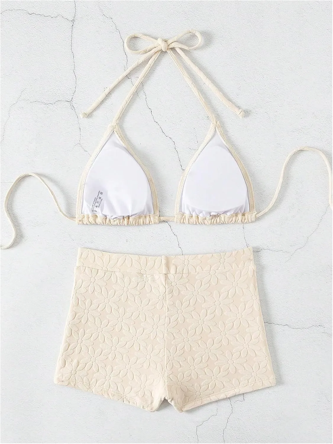 SOLY HUX Women's Halter Bikini Set 2 Piece Swimsuits Triangle Top with Shorts Bathing Suits