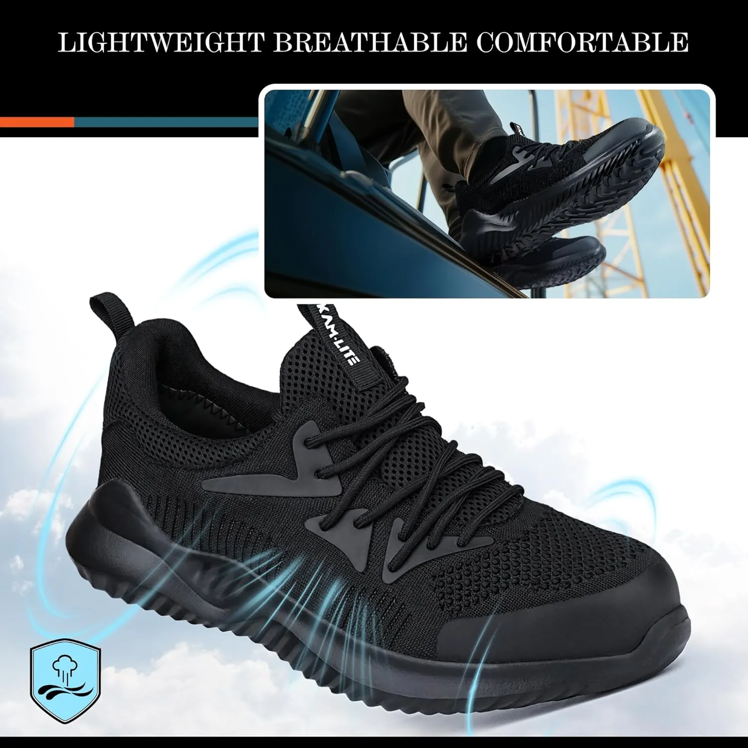 Steel Toe Shoes for Men Women, Lightweight Comfortable Breathable Safety Work Sneakers, Anti-Puncture Slip-Resistant Work Utility Shoes