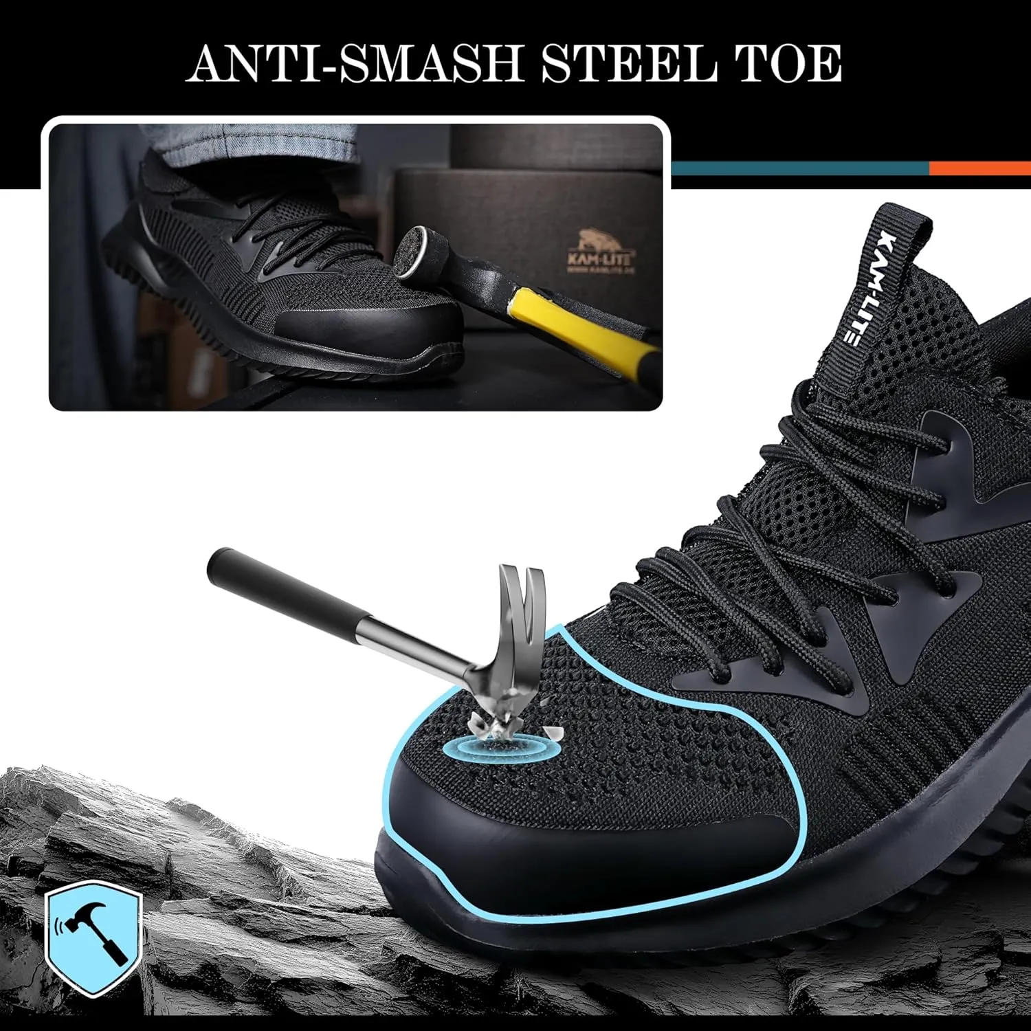 Steel Toe Shoes for Men Women, Lightweight Comfortable Breathable Safety Work Sneakers, Anti-Puncture Slip-Resistant Work Utility Shoes