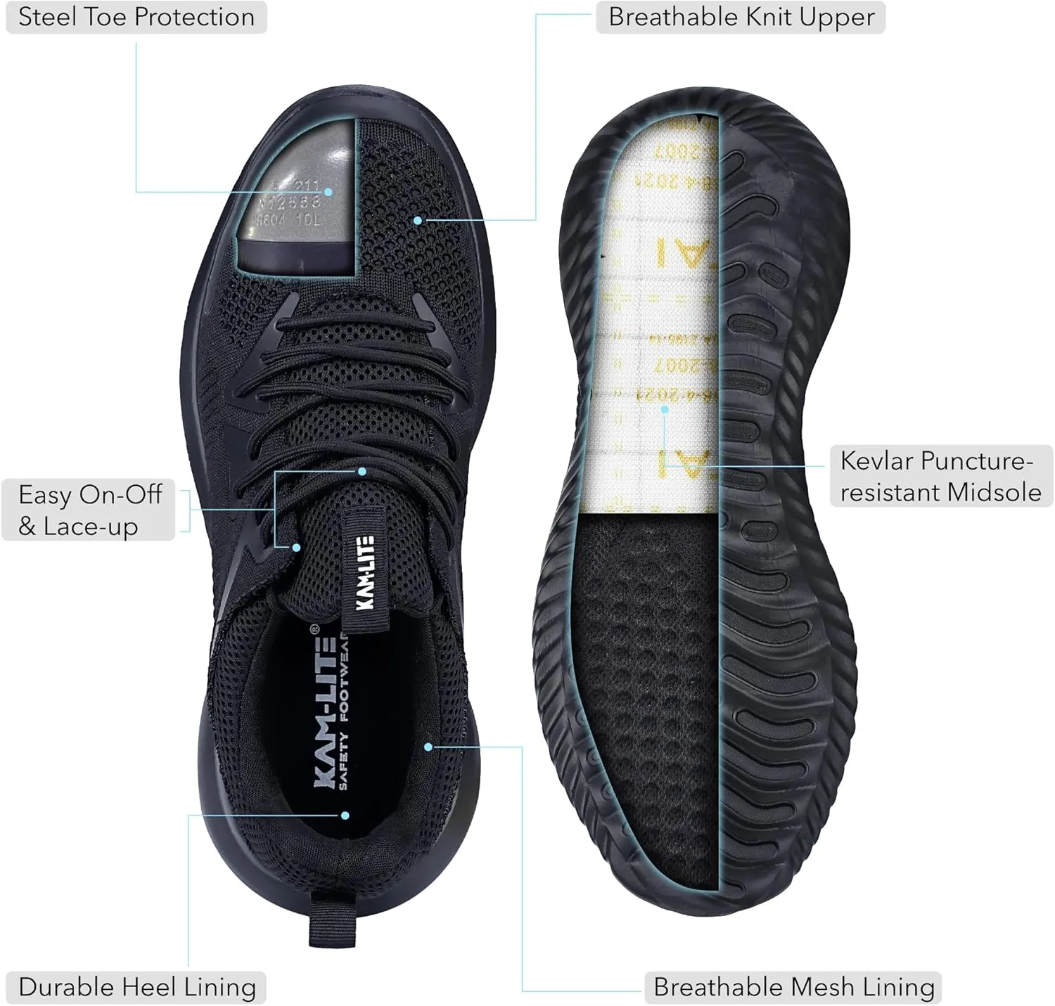 Steel Toe Shoes for Men Women, Lightweight Comfortable Breathable Safety Work Sneakers, Anti-Puncture Slip-Resistant Work Utility Shoes