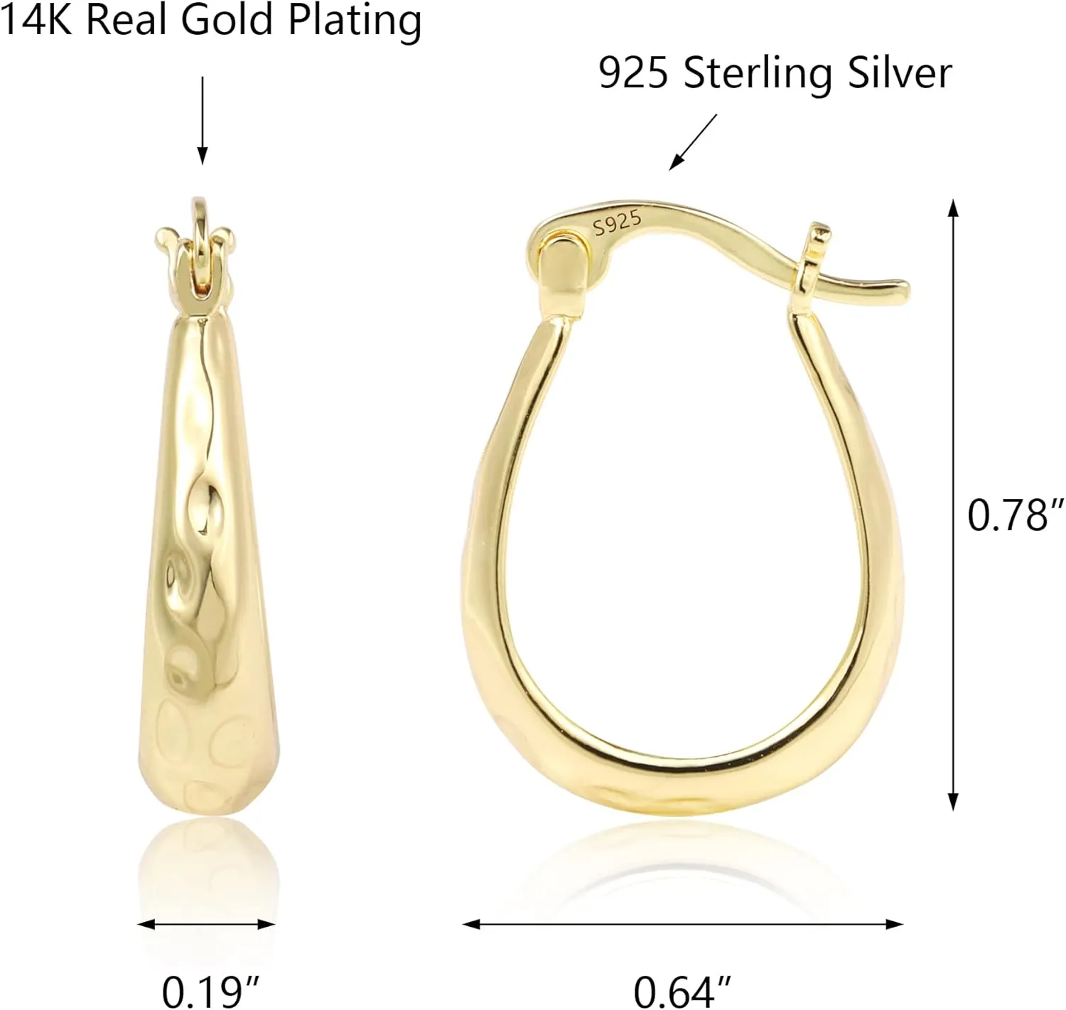 Sterling Silver Hoop Earrings for Women Silver Oval Hoop Earrings Hypoallergenic U Shaped Hoops Earring for Jewelry Gifts