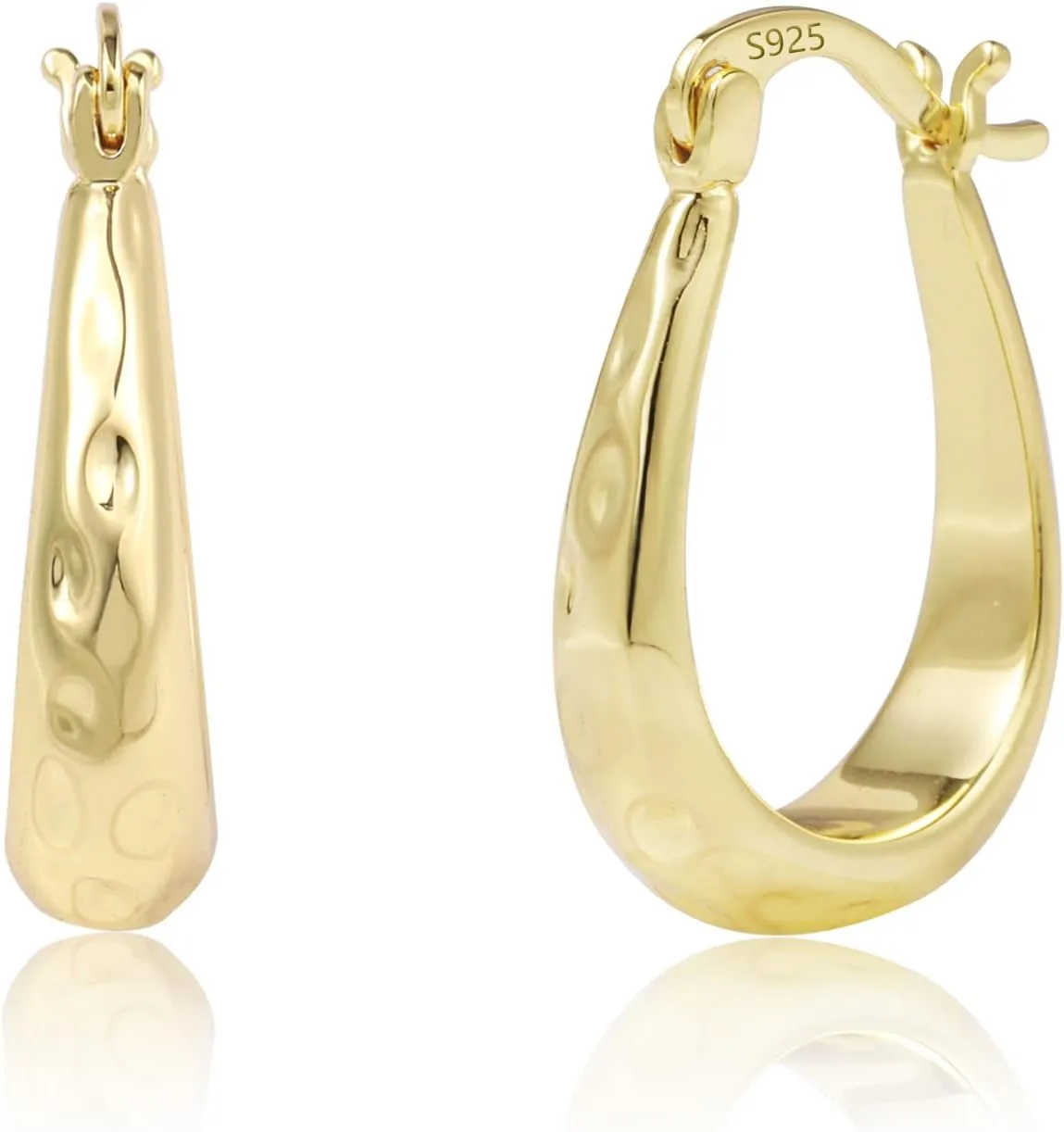 Sterling Silver Hoop Earrings for Women Silver Oval Hoop Earrings Hypoallergenic U Shaped Hoops Earring for Jewelry Gifts