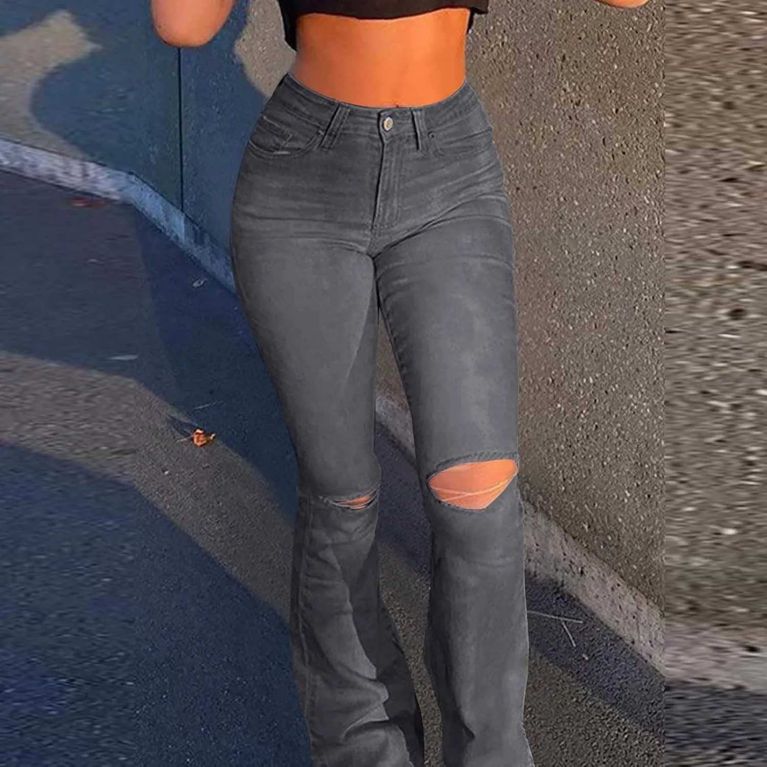 Straight Leg Jeans Women Soft High Waisted Wide Leg Jeans Plus Size Boyfriend Jeans Comfy Denim Pants Bell Bottom