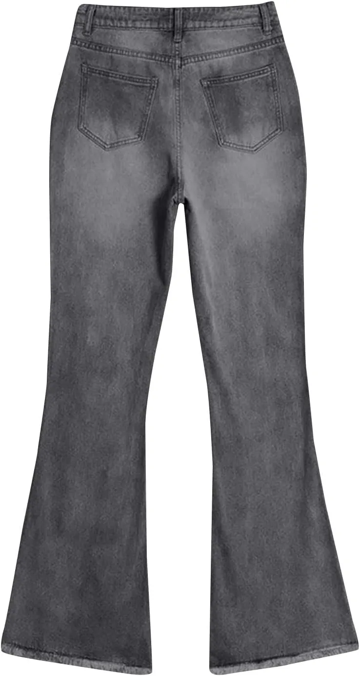 Straight Leg Jeans Women Soft High Waisted Wide Leg Jeans Plus Size Boyfriend Jeans Comfy Denim Pants Bell Bottom