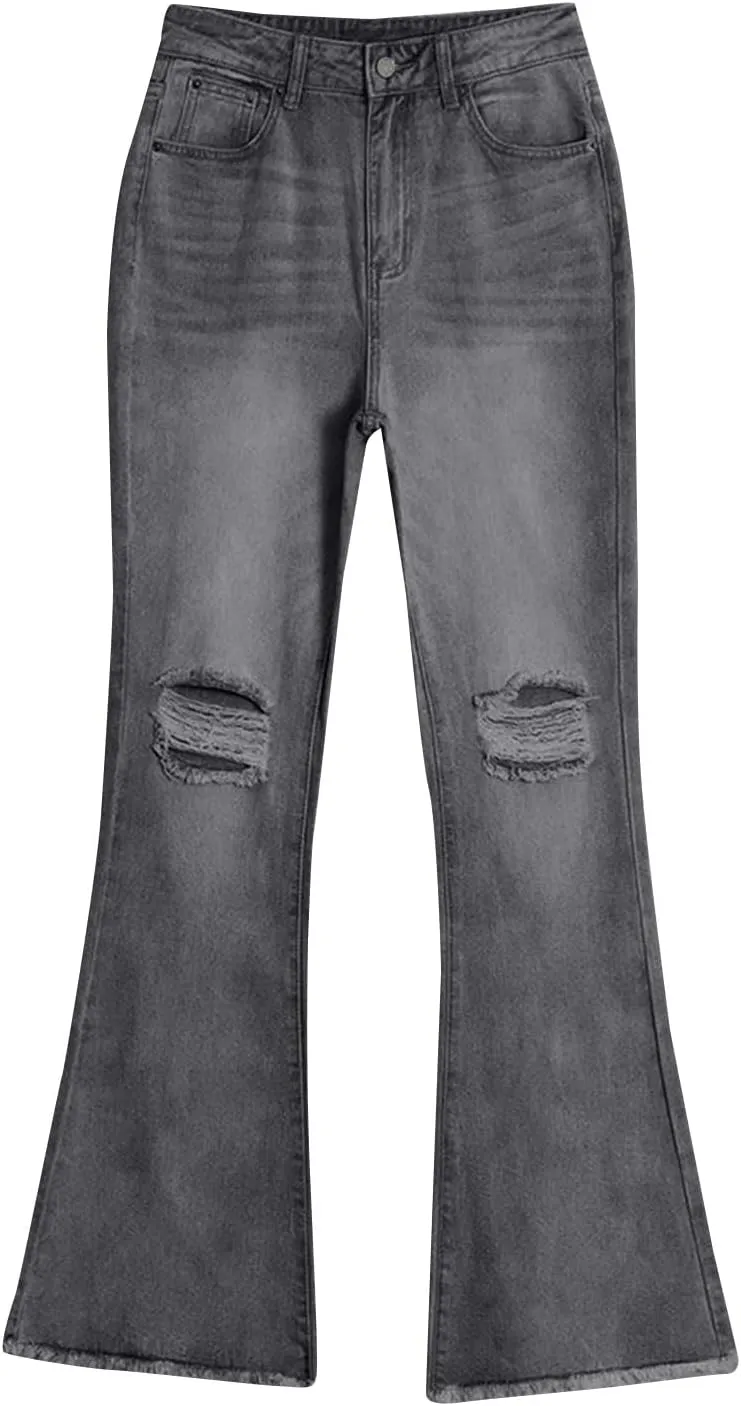 Straight Leg Jeans Women Soft High Waisted Wide Leg Jeans Plus Size Boyfriend Jeans Comfy Denim Pants Bell Bottom