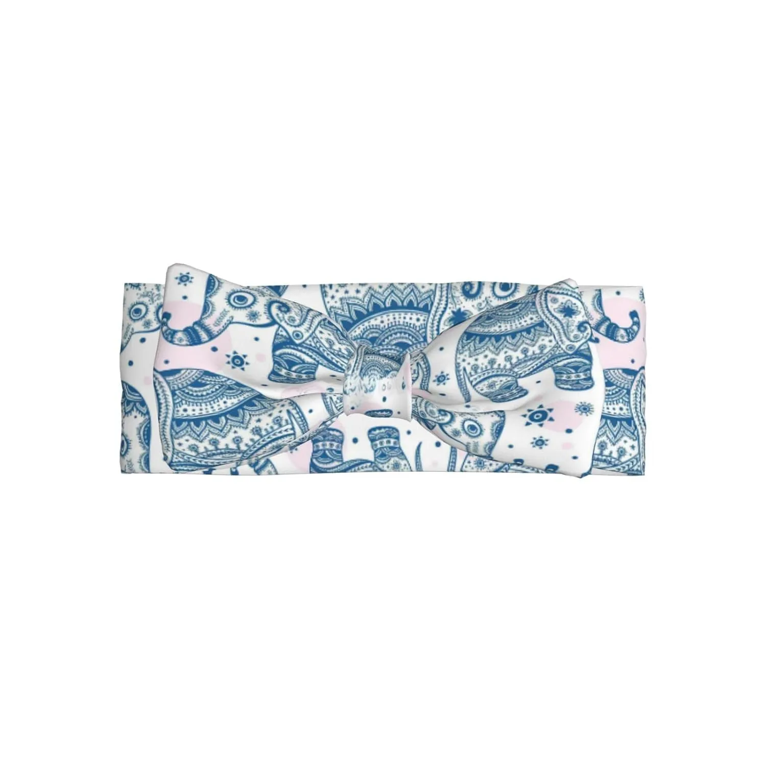 Stretchy Soft Boho Elephant Print Bows Baby Headband  Cute & Delicate Hair Accessories  Skin-Friendly Nylon Headbands