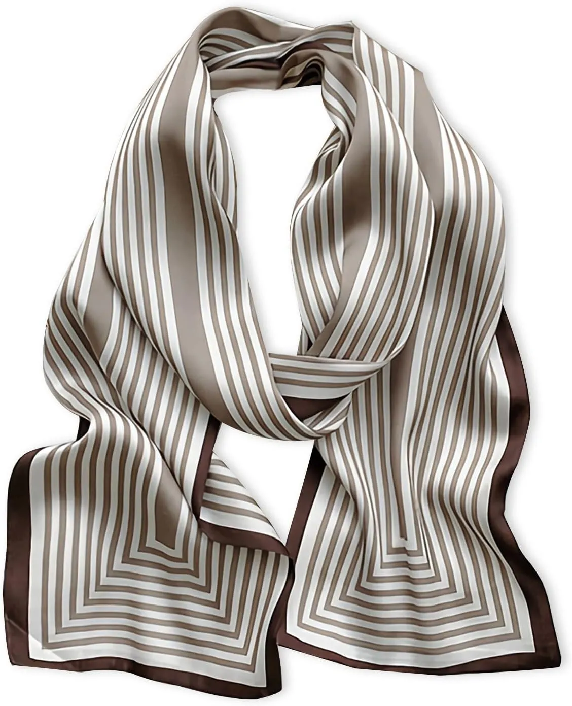 Striped Skinny Scarf Women Silky Satin Scarves French Style Narrow Long Neckerchief Headdress Hairband Handle Ribbon