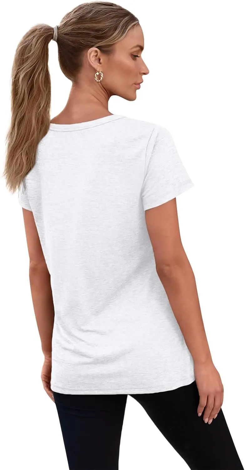 SUNBS 3 Pack Womens V Neck T Shirts Short Sleeve Tees Lightweight Summer Tops with Pocket