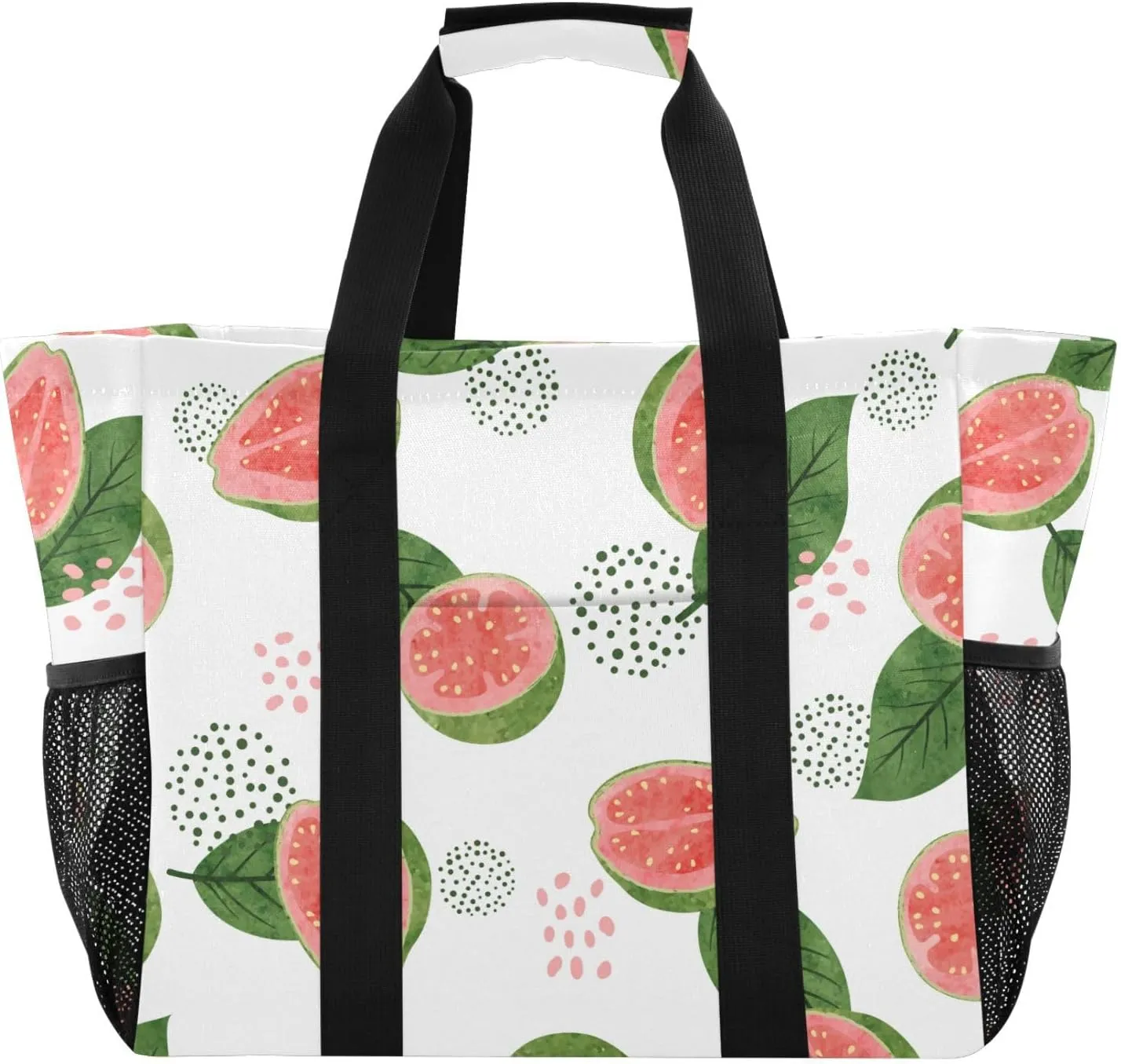 susiyo Guava with Leaves Exotic Fruits Reusable Grocery Tote Bag Collapsible Canvas Beach Bag Large Travel Bags for Hiking Trip Pool