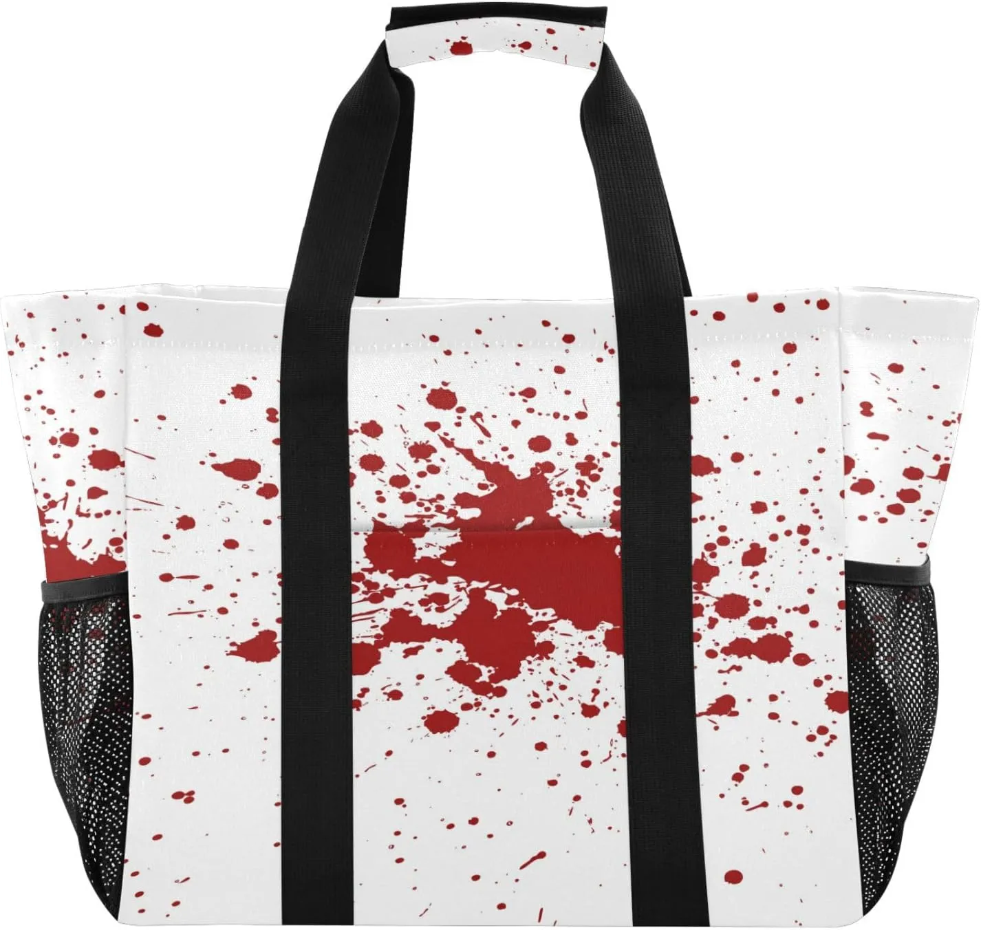 susiyo Halloween Blood Splatter Reusable Grocery Tote Bag Collapsible Canvas Beach Bag Large Travel Bags for Hiking Trip Pool