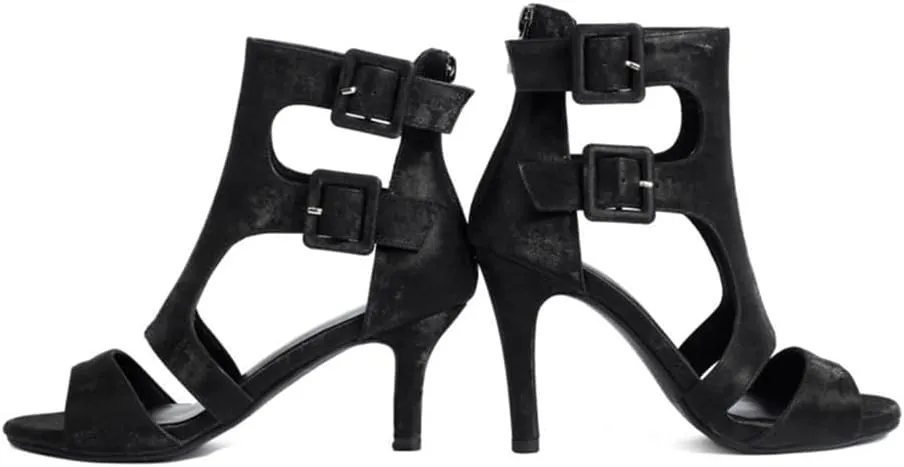 SWDZM Latin Ballroom Dance Booties Women High Heel Salsa Professional Dancing Shoes Performance,Model 3893
