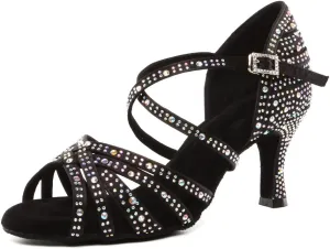 SWDZM Latin Dance Shoes for Women Rhinestone Ballroom Salsa Tango Dancing Wedding Shoes,Model L377-8.5JB
