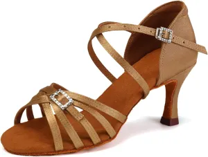 SWDZM Womens Latin Dance Shoes Satin Professional Ballroom Salsa Bachata Performance Practice Dancing Shoes
