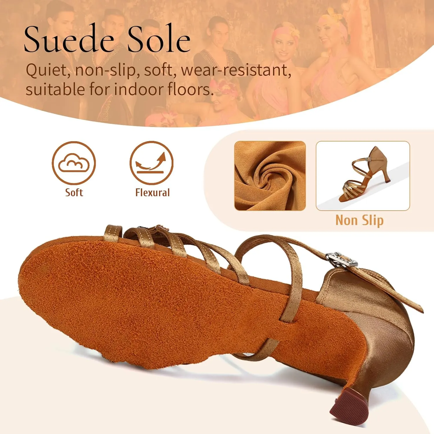 SWDZM Womens Latin Dance Shoes Satin Professional Ballroom Salsa Bachata Performance Practice Dancing Shoes