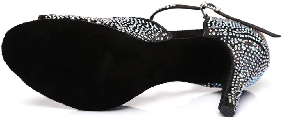 SWDZM Women's Rhinestone Ballroom Latin Dance Shoes Salsa Professional Practice Wedding Shoes,Model YCL389