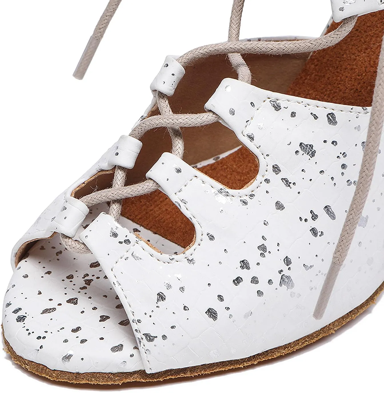 SWDZM Women's Rhinestone Ballroom Latin Dance Shoes Salsa Professional Practice Wedding Shoes,Model YCL389