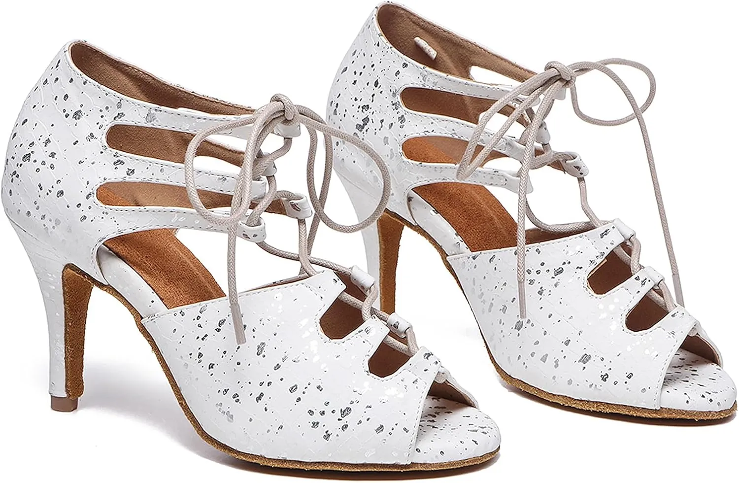 SWDZM Women's Rhinestone Ballroom Latin Dance Shoes Salsa Professional Practice Wedding Shoes,Model YCL389