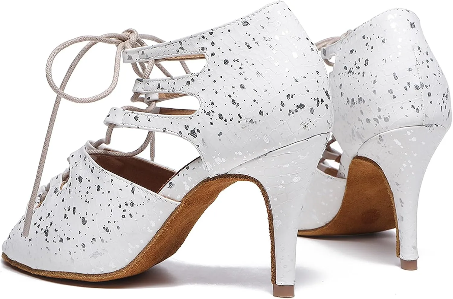 SWDZM Women's Rhinestone Ballroom Latin Dance Shoes Salsa Professional Practice Wedding Shoes,Model YCL389