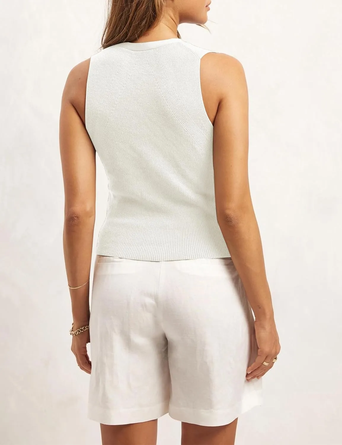 Sweater Vest Women Casual V Neck Button Down Sleeveless Knit Cardigan Vest Tank Tops Streetwear