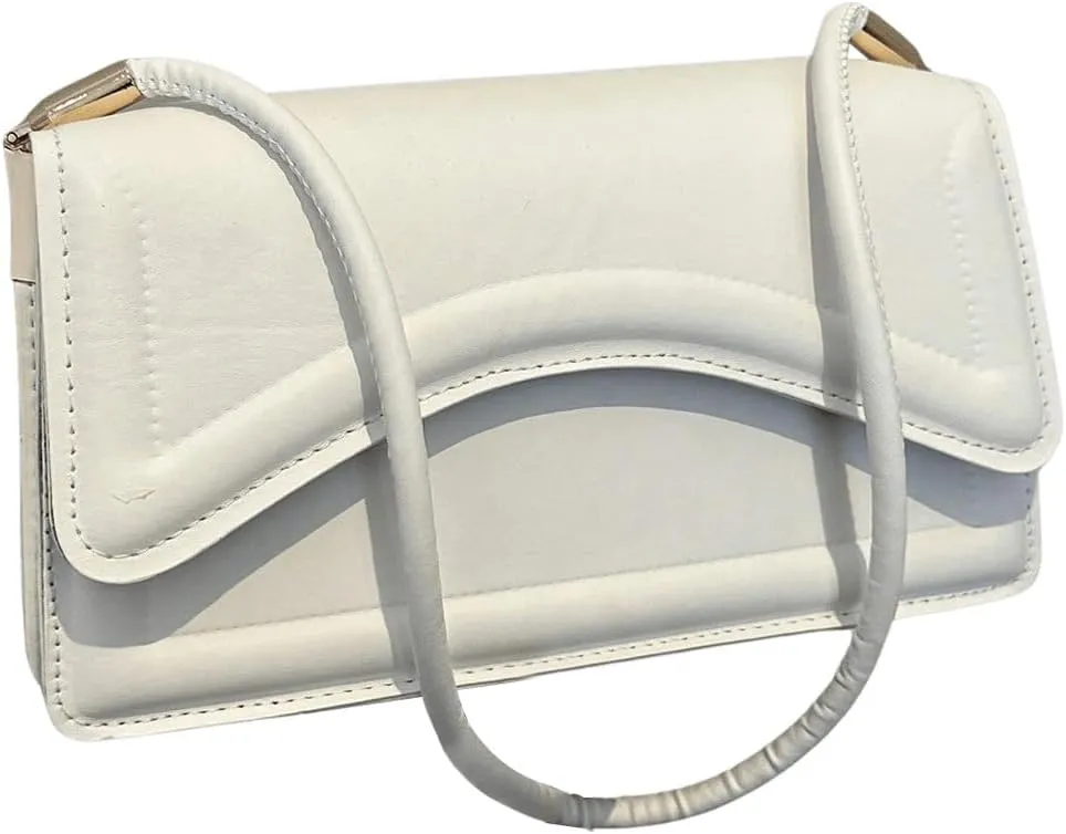 SweatyRocks Women's Solid Leather Shoulder Handbag Square Flap Underarm Bags Small Clutch Purse