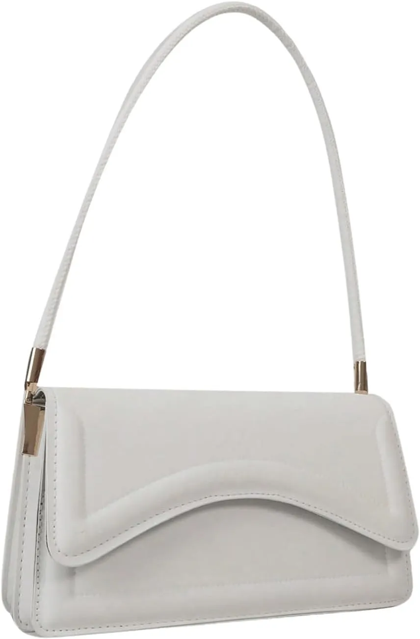 SweatyRocks Women's Solid Leather Shoulder Handbag Square Flap Underarm Bags Small Clutch Purse