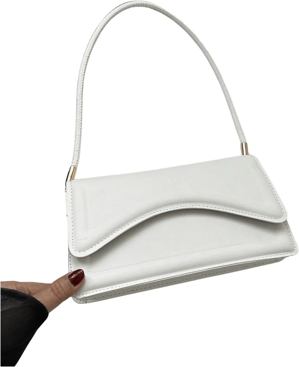 SweatyRocks Women's Solid Leather Shoulder Handbag Square Flap Underarm Bags Small Clutch Purse