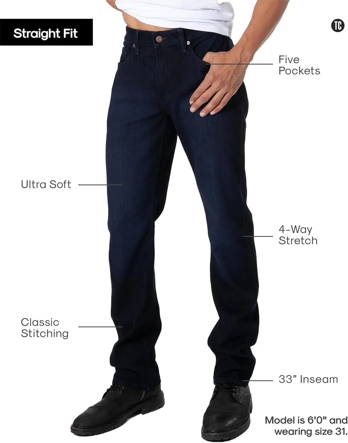 True Classic Mens Jeans - Stretch Jeans for Men, Ultra-Soft Premium Fabric