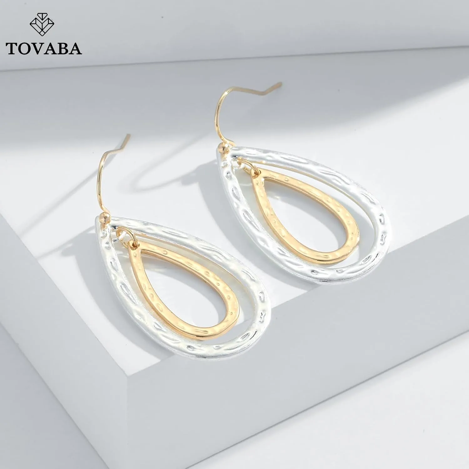 Two Tone Geometric Dangle Earrings for Women Gold and Silver Trendy Drop Earrings Hypoallergenic Lightweight Dangle Earrings