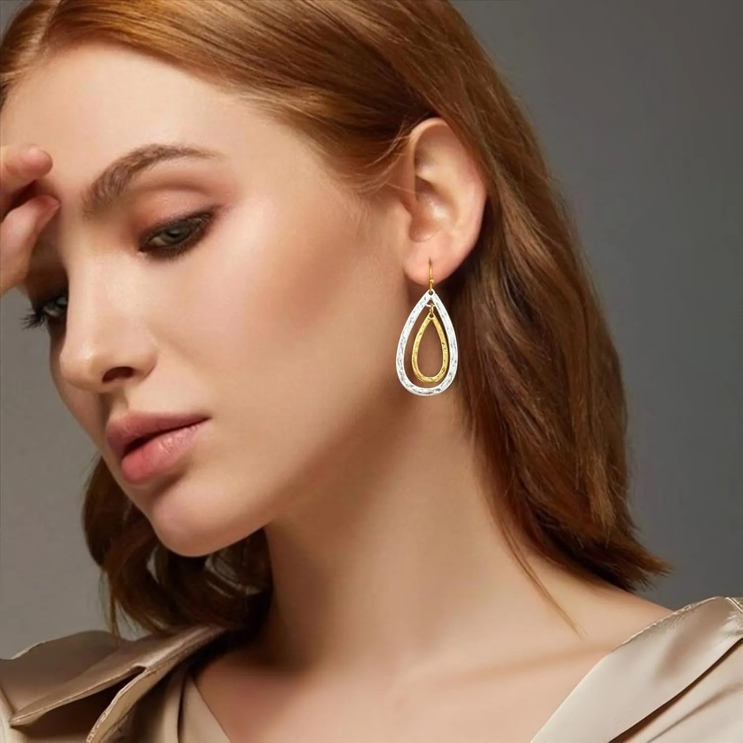 Two Tone Geometric Dangle Earrings for Women Gold and Silver Trendy Drop Earrings Hypoallergenic Lightweight Dangle Earrings