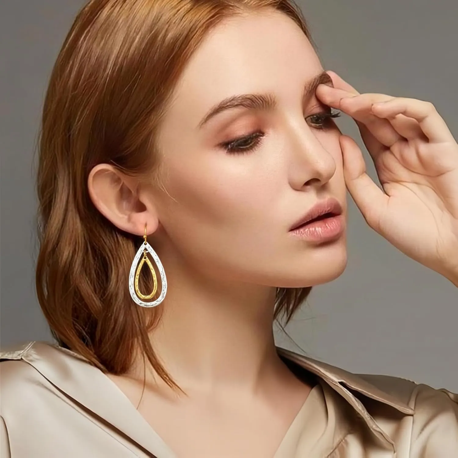 Two Tone Geometric Dangle Earrings for Women Gold and Silver Trendy Drop Earrings Hypoallergenic Lightweight Dangle Earrings