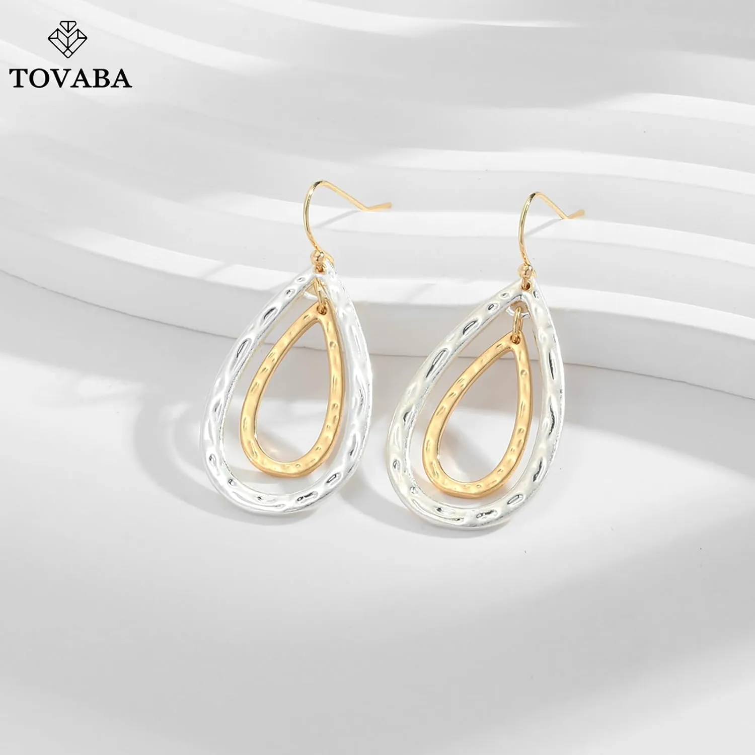 Two Tone Geometric Dangle Earrings for Women Gold and Silver Trendy Drop Earrings Hypoallergenic Lightweight Dangle Earrings